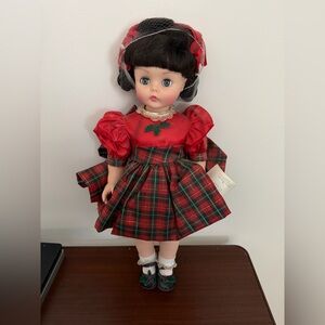 Madame Alexander Festive Plaid Doll with Red and Green Dress